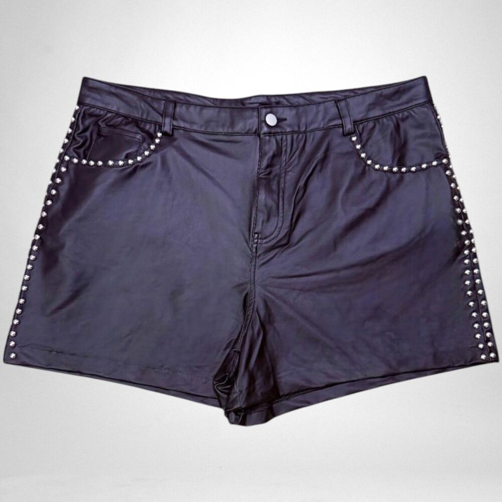 FIRST LOVE Black Faux Leather Shorts, NWOT! Size 2X